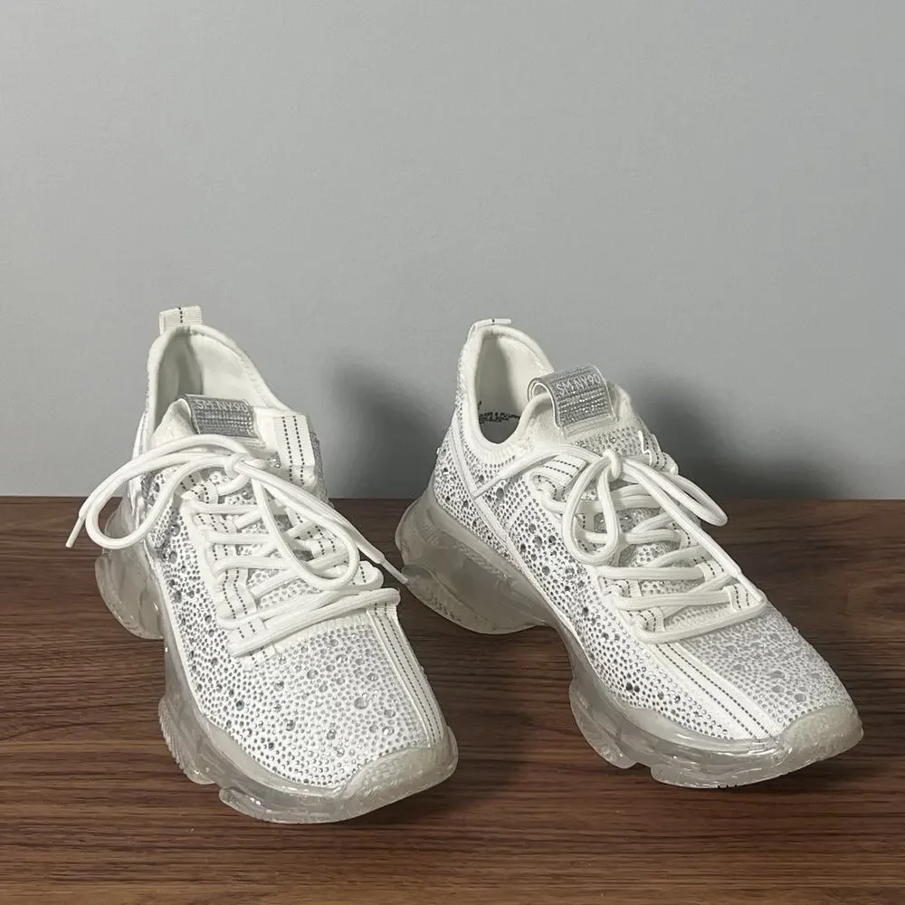 Steve Madden Women’s Size 10 White Rhinestone Crystal Chunky Sneakers NWOB